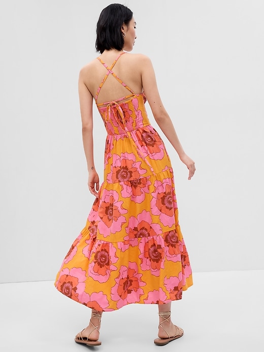 Image number 2 showing, Linen-Blend Tie-Back Tiered Maxi Dress