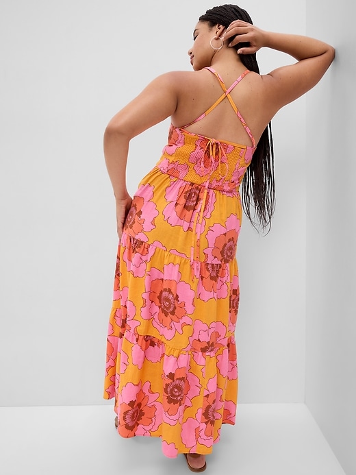 Image number 5 showing, Linen-Blend Tie-Back Tiered Maxi Dress