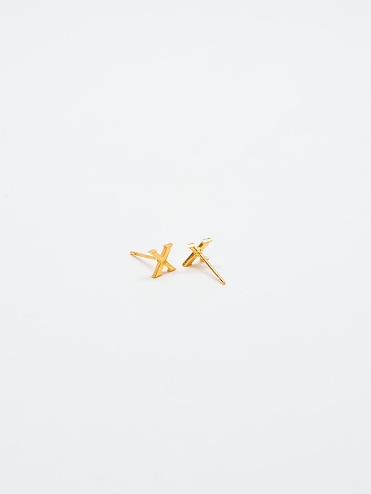 Image number 2 showing, Gold Initial Earrings