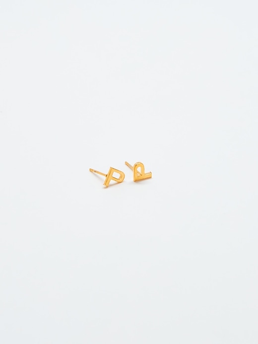 Image number 6 showing, Gold Initial Earrings