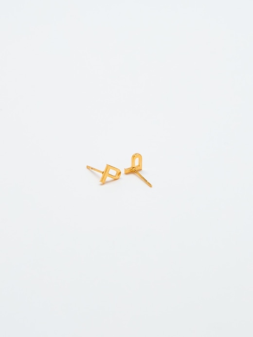 Image number 2 showing, Gold Initial Earrings