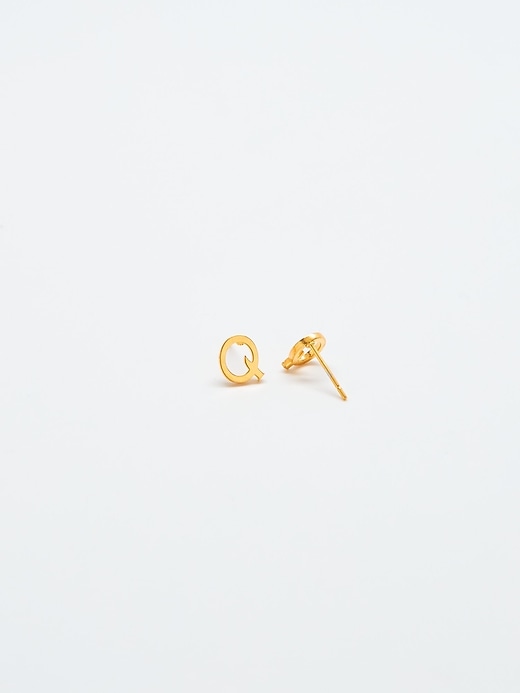 Image number 2 showing, Gold Initial Earrings