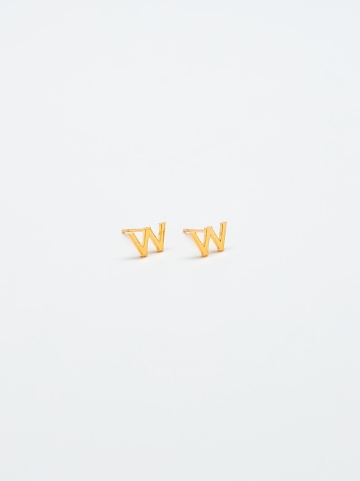 Image number 1 showing, Gold Initial Earrings