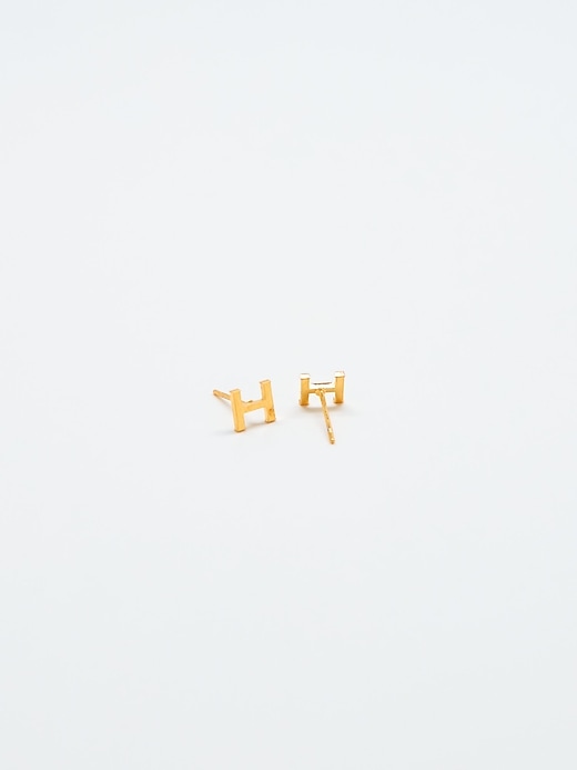 Image number 2 showing, Gold Initial Earrings