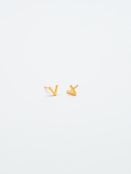 Image number 2 showing, Gold Initial Earrings