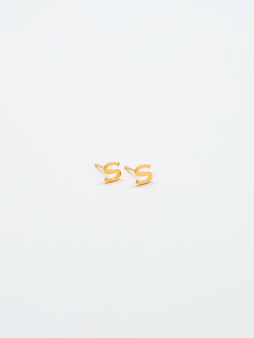 Image number 1 showing, Gold Initial Earrings