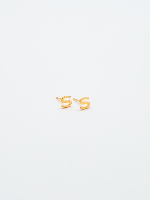 Image number 5 showing, Gold Initial Earrings