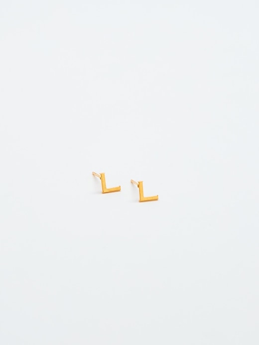 Image number 1 showing, Gold Initial Earrings