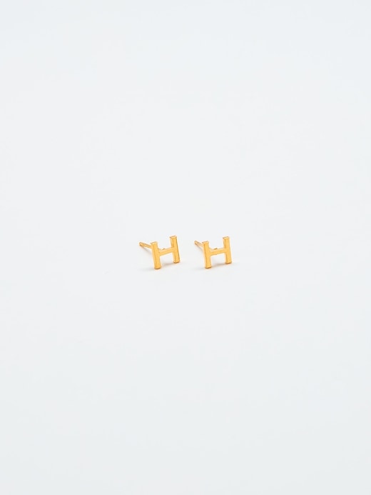 Image number 1 showing, Gold Initial Earrings