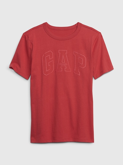 1 of 8 showing, with the color faded red of product Kids Organic Cotton Gap Logo T-Shirt