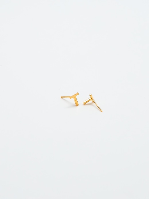 Image number 2 showing, Gold Initial Earrings