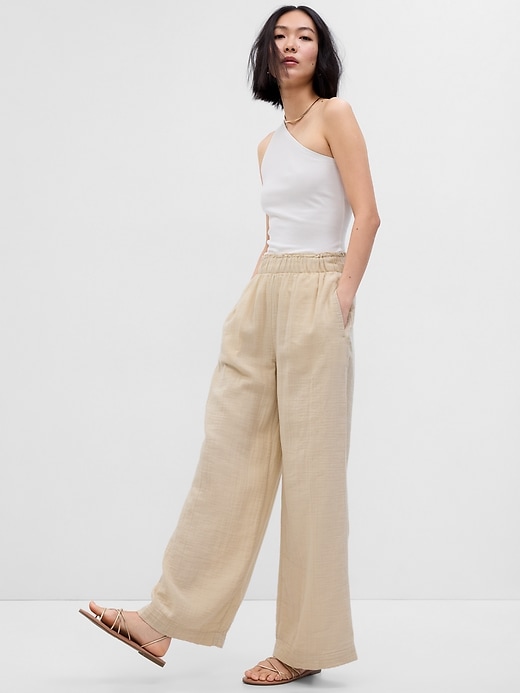 Crinkle Gauze Wide-Leg Pants | Gap