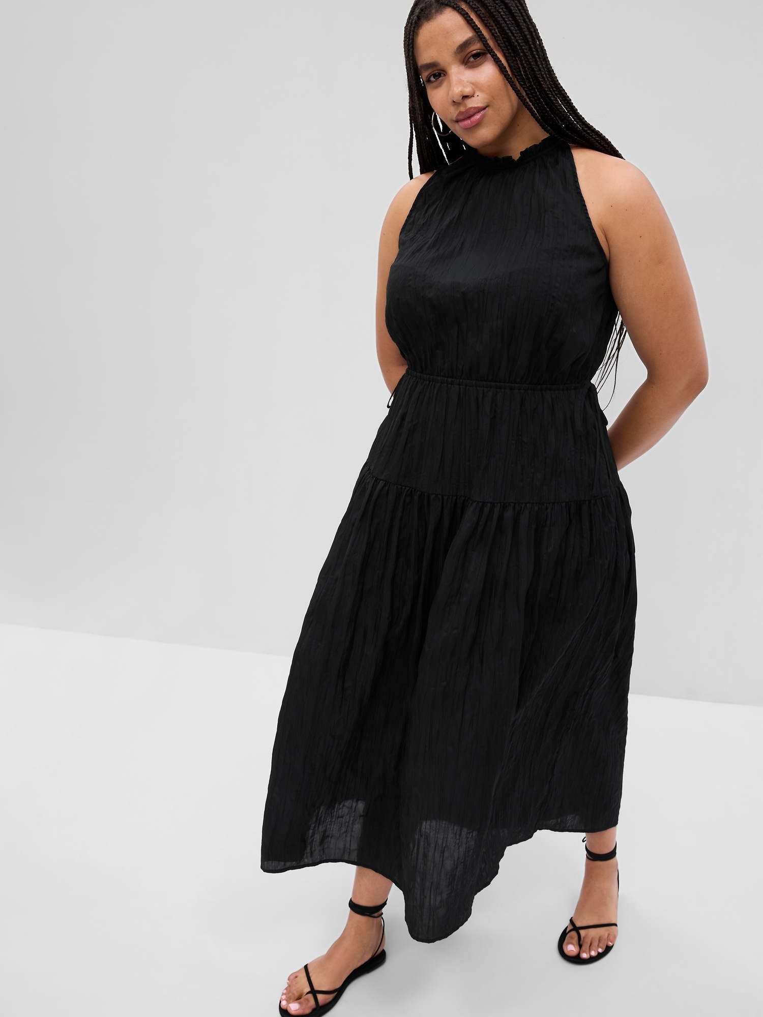 Satin High Neck Midi Dress | Gap