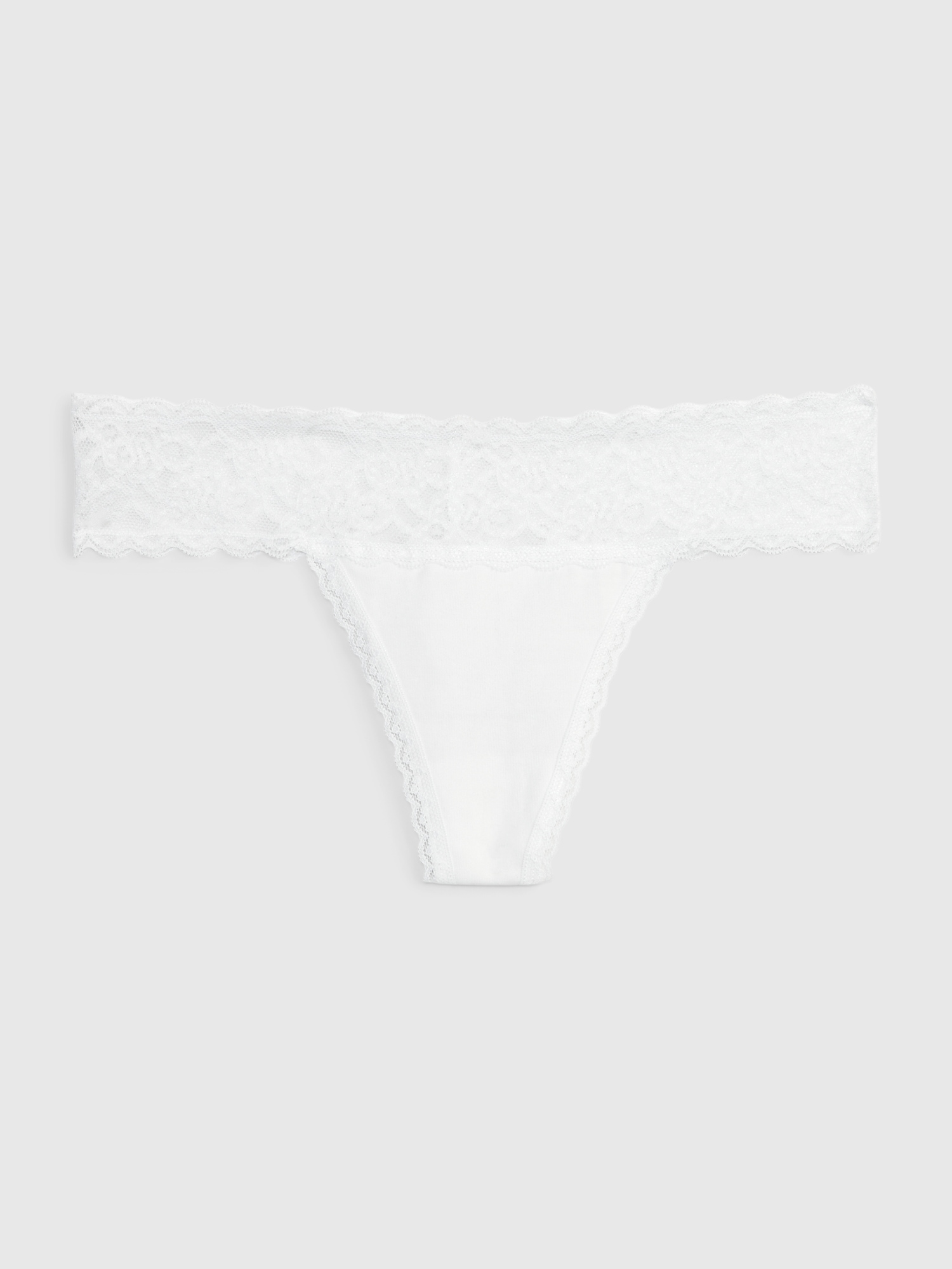 Organic Stretch Cotton Lace-Trim Thong