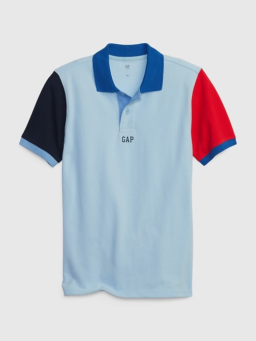 1 of 8 showing, with the color cerulean blue of product Kids Pique Polo Shirt