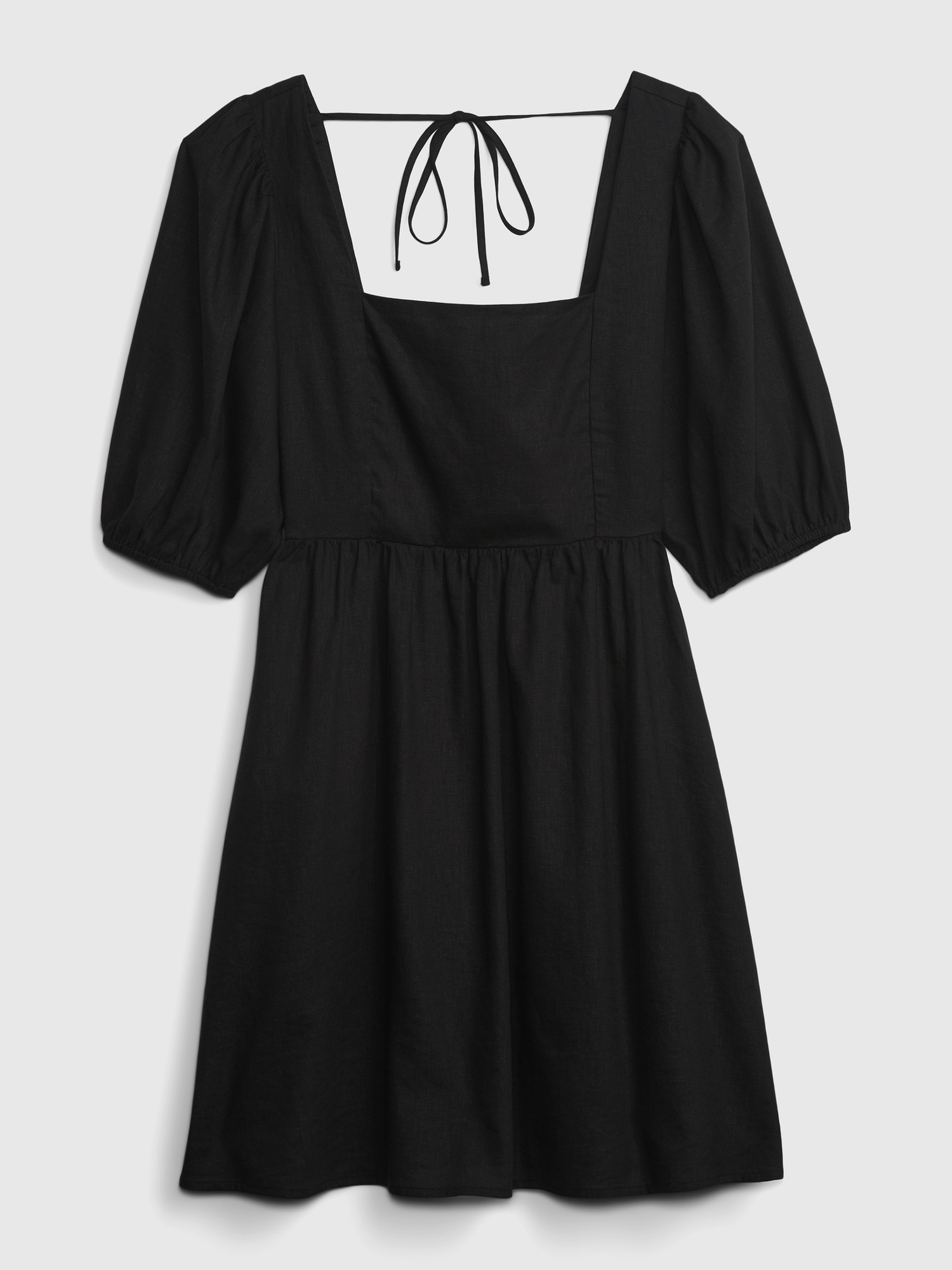 Linen Blend Puff Sleeve Mini Dress Gap