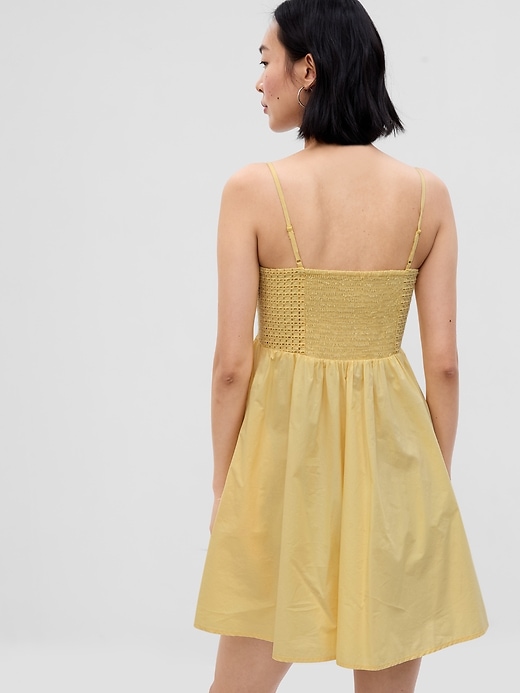 2 of 8 showing, with the color havana yellow of product Eyelet Empire Waist Mini Dress