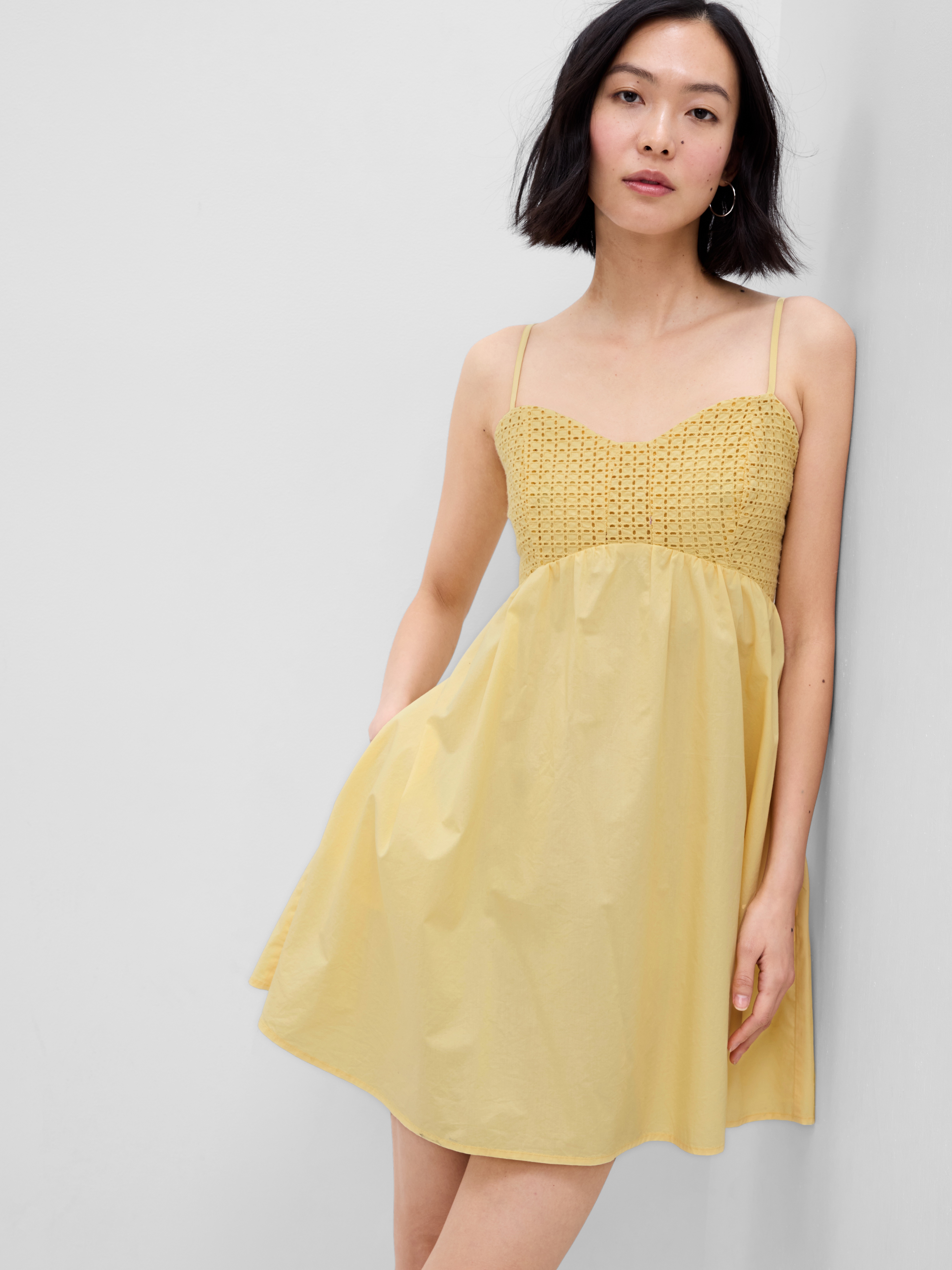 Eyelet Empire Waist Mini Dress | Gap