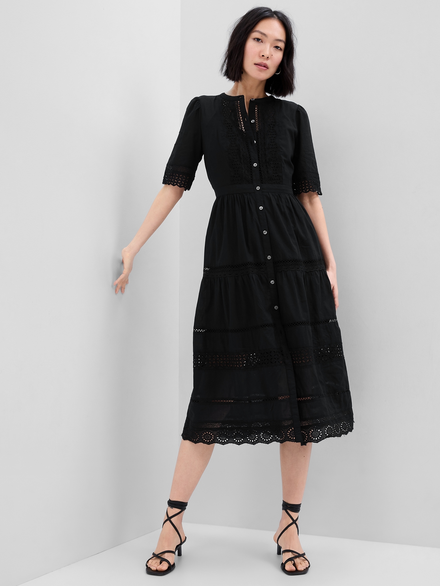 Lace Button-Up Midi Dress | Gap