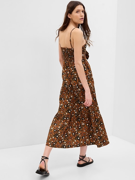 2 of 8 showing, with the color brown floral of product Tie-Front Cutout Maxi Dress