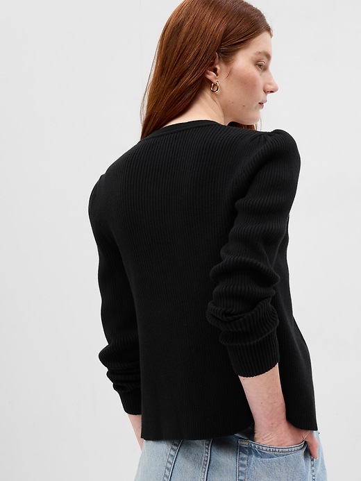 2 of 8 showing, with the color black of product Rib Cardigan
