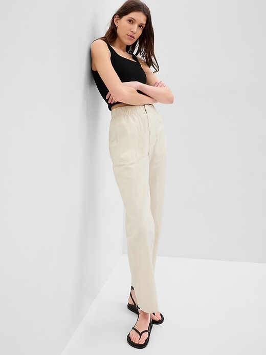 Image number 1 showing, Linen-Cotton Pull-On Pants