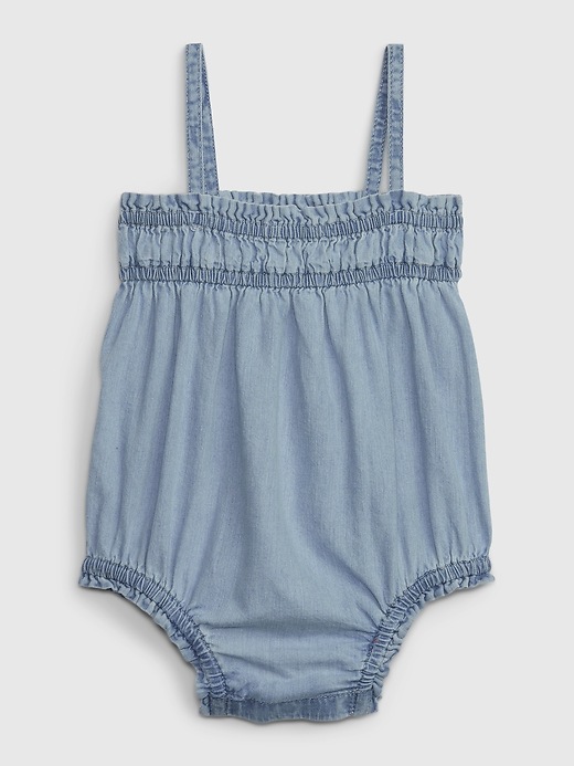 Image number 1 showing, Baby Denim Bubble Shorty One-Piece with Washwell