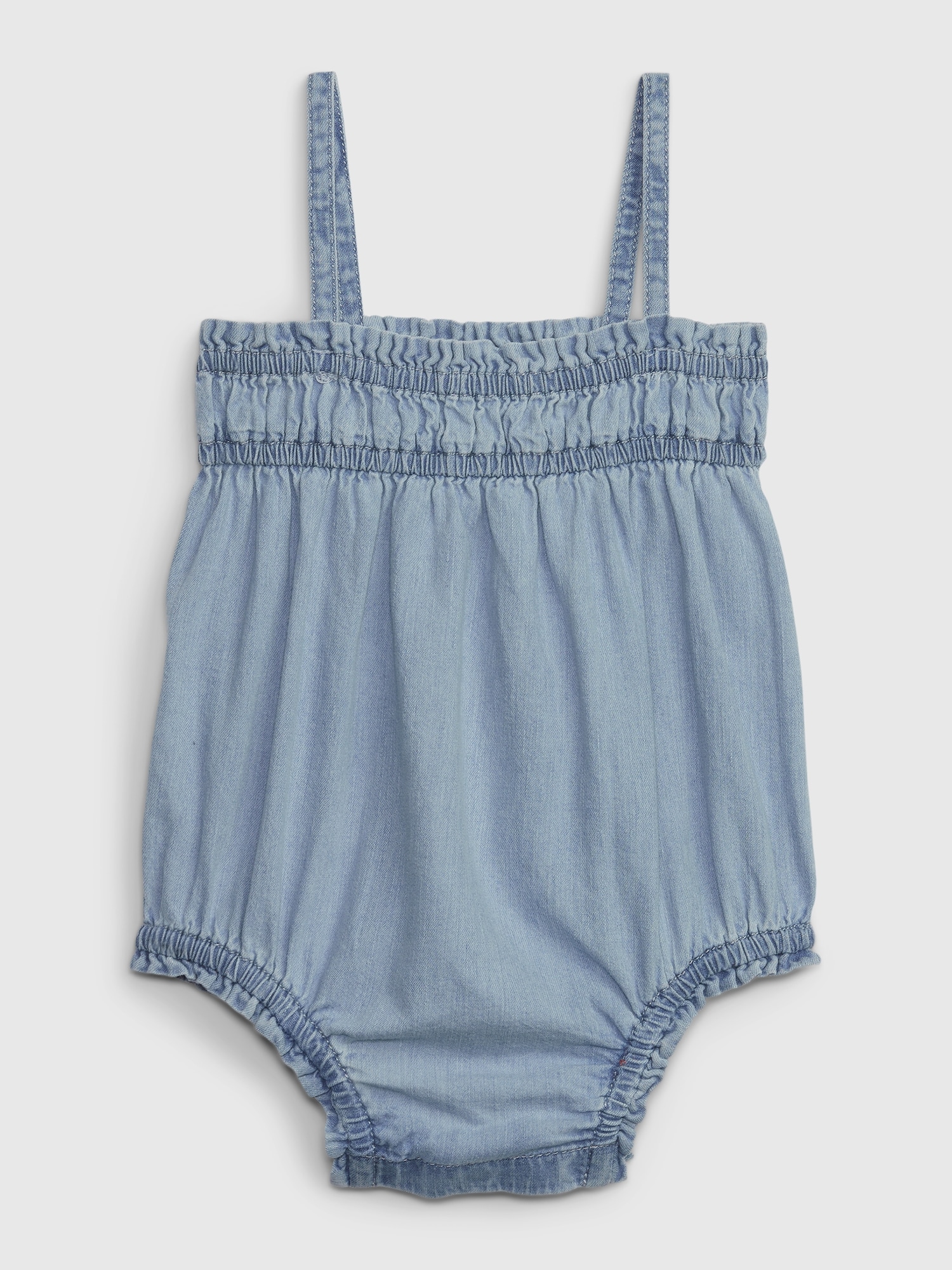 Gap Baby Denim Bubble Shorty One-Piece with Washwell blue. 1