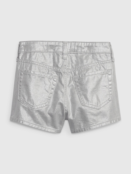 2 of 8 showing, with the color SILVER METALLIC of product Kids High Rise Metallic Shortie Shorts