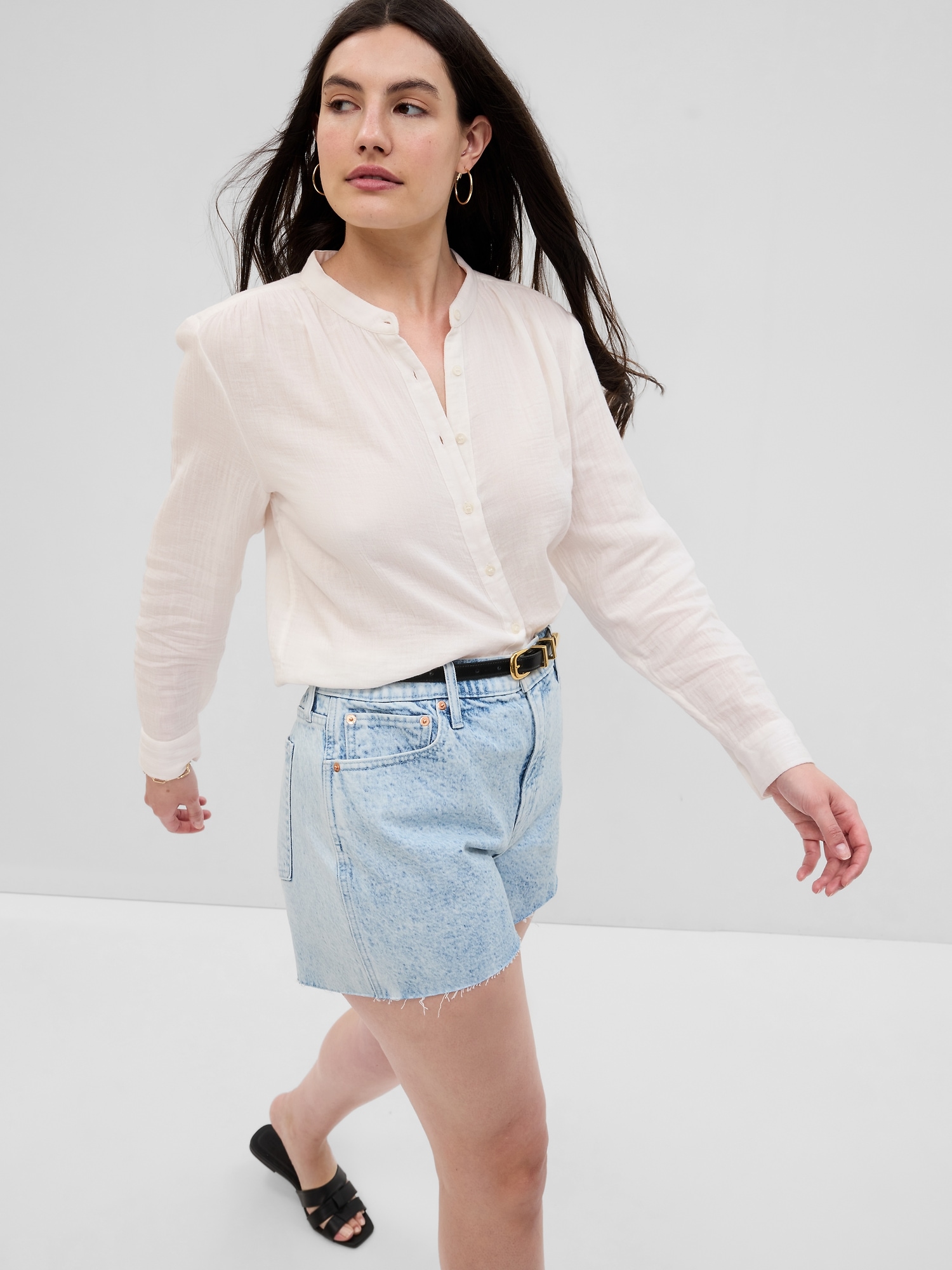 Crinkle Gauze Shirt Gap