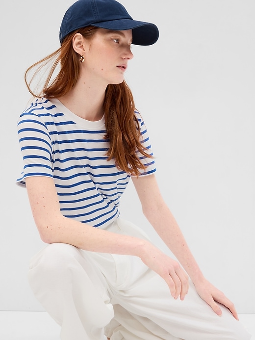 Gap Women's 100% Organic Cotton Vintage Crewneck T-Shirt (various sizes in blue stripe)