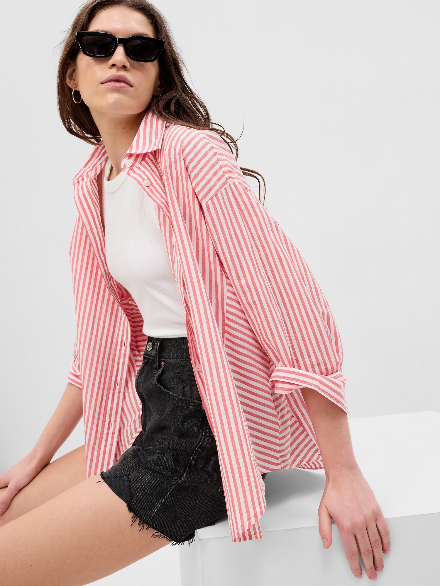 3-4-sleeve-stripe-big-shirt-gap