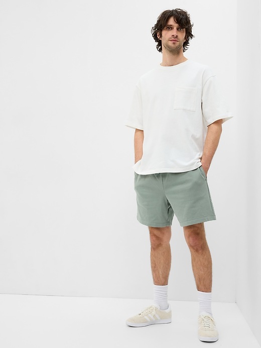 1 of 8 showing, with the color sage of product 7" French Terry Shorts with E-Waist