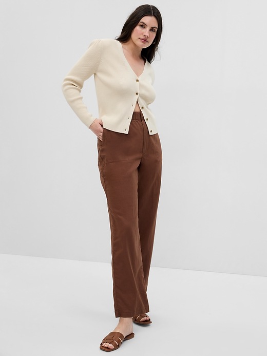 Image number 4 showing, Linen-Cotton Pull-On Pants