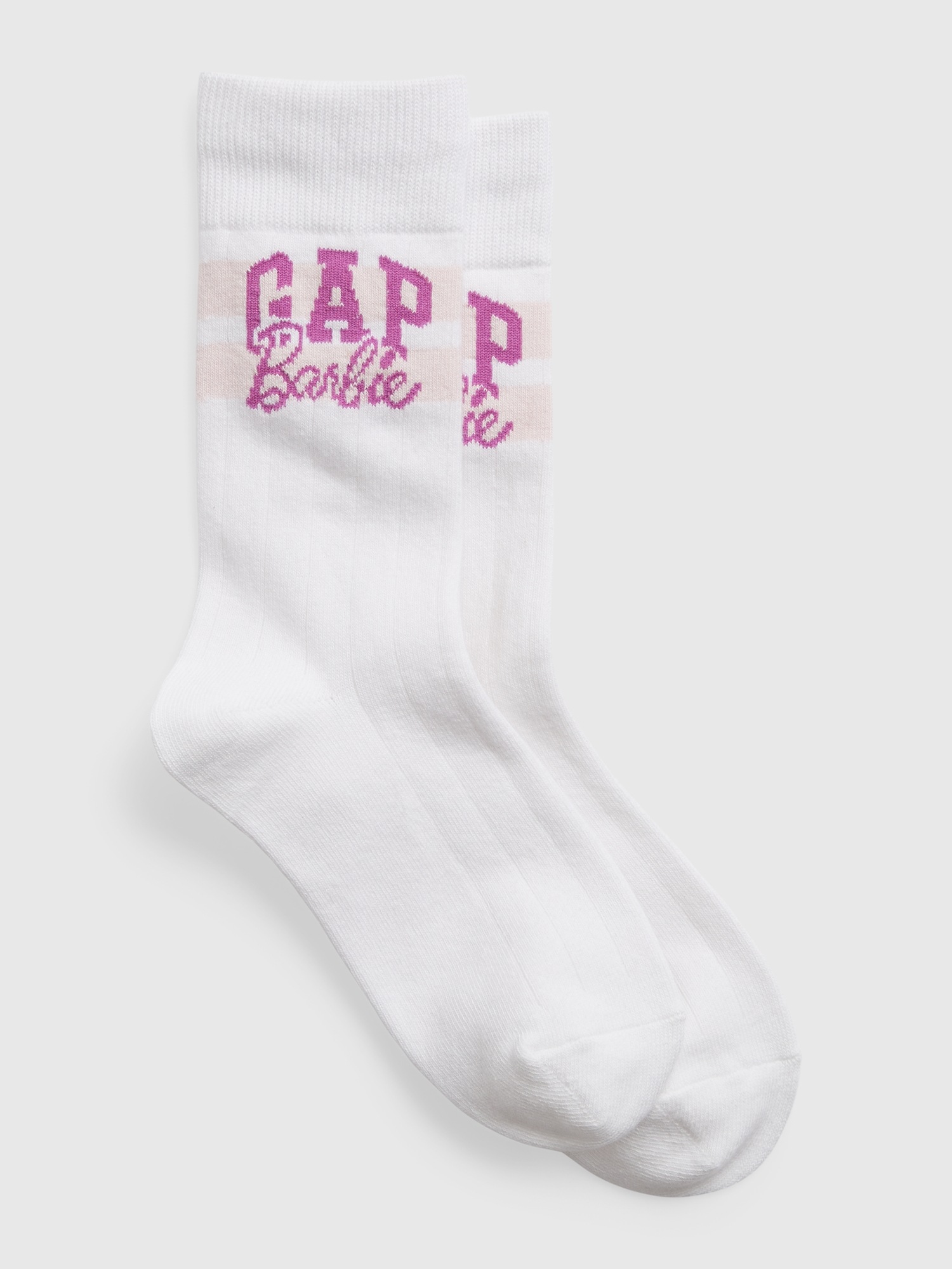 Gap &#215 Barbie&#153 Adult Arch Logo Crew Socks white. 1