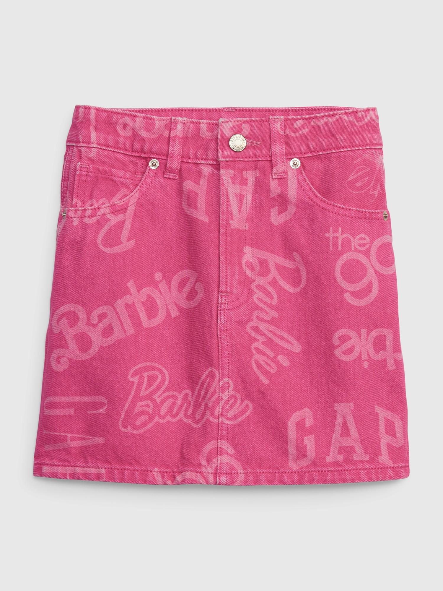 Gap × Barbie™ Kids High Rise Logo Denim Skirt | Gap