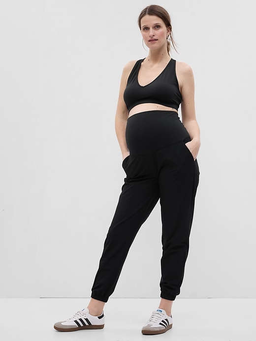 1 of 8 showing, with the color true black of product Maternity Full Panel Joggers