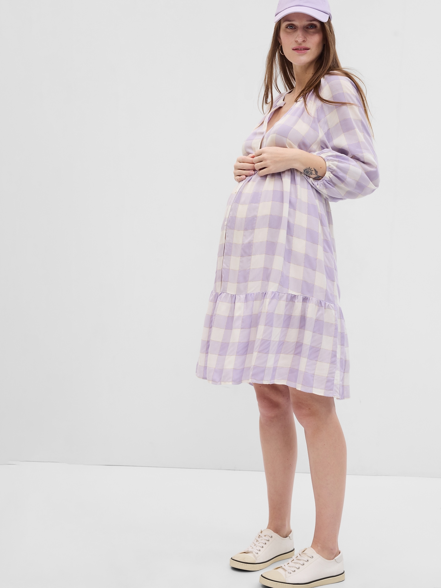 Gap Maternity Balloon Sleeve Tiered Dress