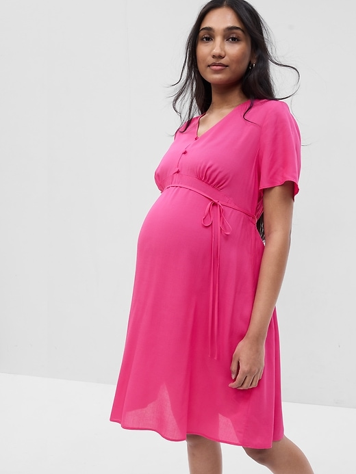 Image number 1 showing, Maternity Tie-Waist Dress
