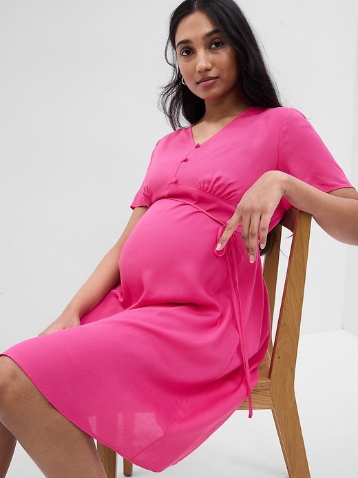Image number 3 showing, Maternity Tie-Waist Dress