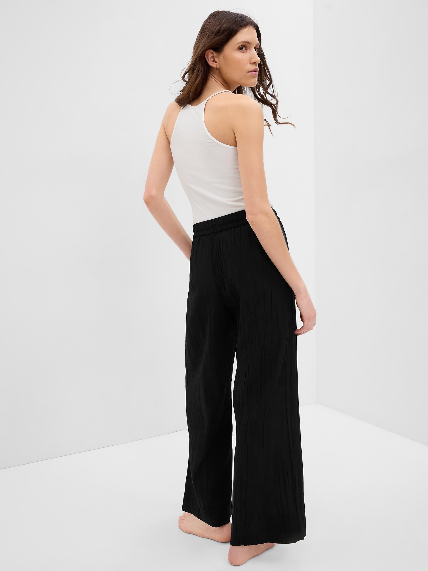 Buy Gap Wide-Leg Linen Trousers from the Gap online shop