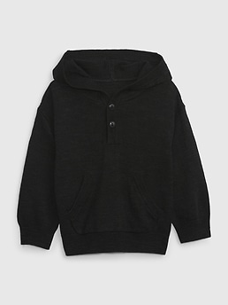 Gap Baby Linen-cotton Sweater Hoodie In Black