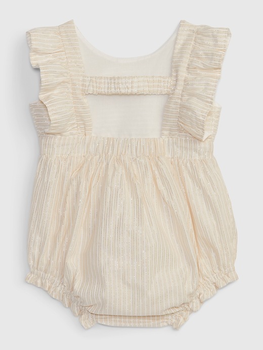2 of 8 showing, with the color bedrock beige of product Baby Shiny Stripe Shorty One-Piece