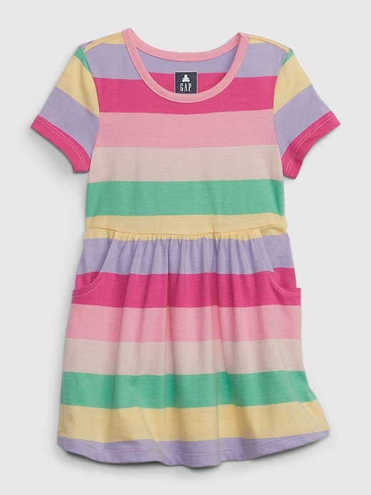 1 of 8 showing, with the color multi stripe of product Toddler Organic Cotton Mix and Match Skater Dress