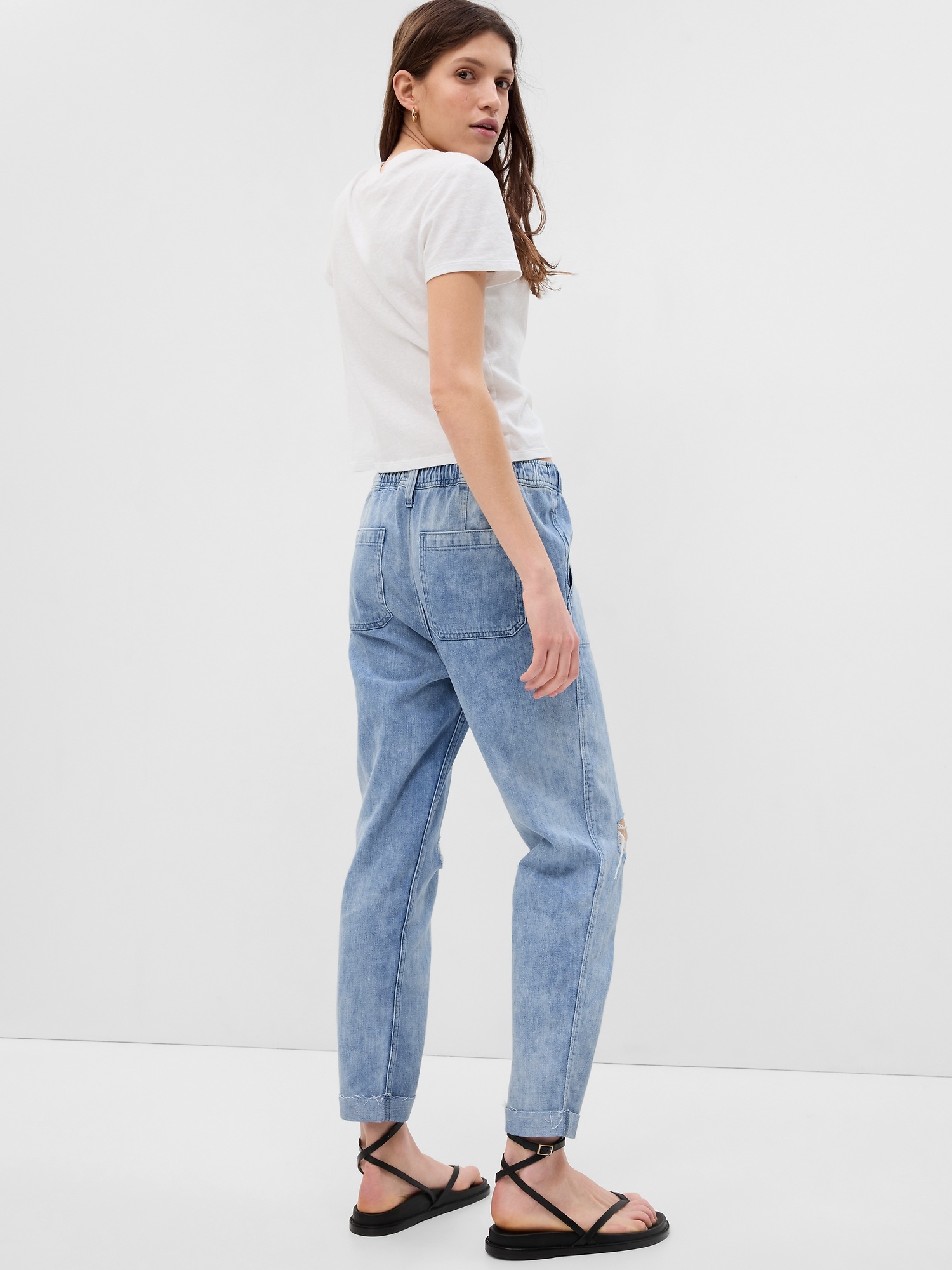 Bershka Tall comfort fit mom jeans in mid blue