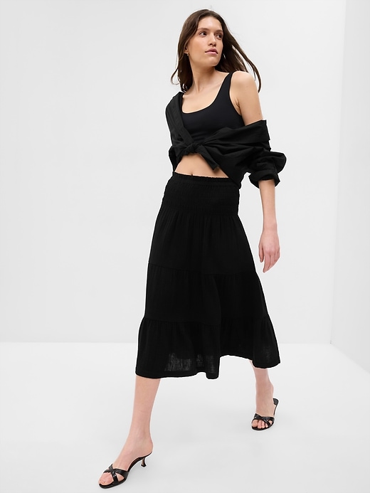 Image number 8 showing, Smocked Tiered Midi Skirt
