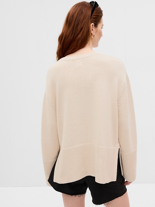 2 of 8 showing, with the color stone beige of product 24/7 Split-Hem Crewneck Sweater