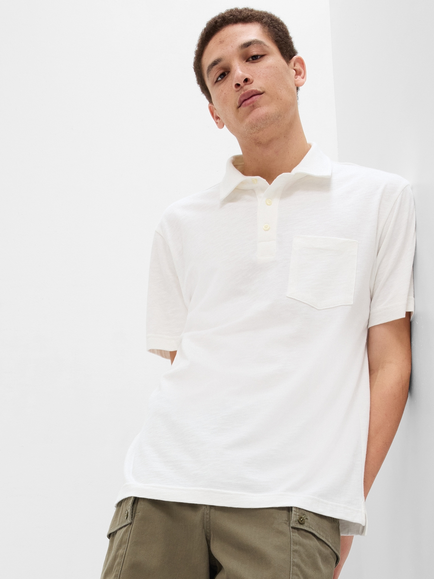 Gap Slub Pocket Polo Shirt Shirt In Off White | ModeSens