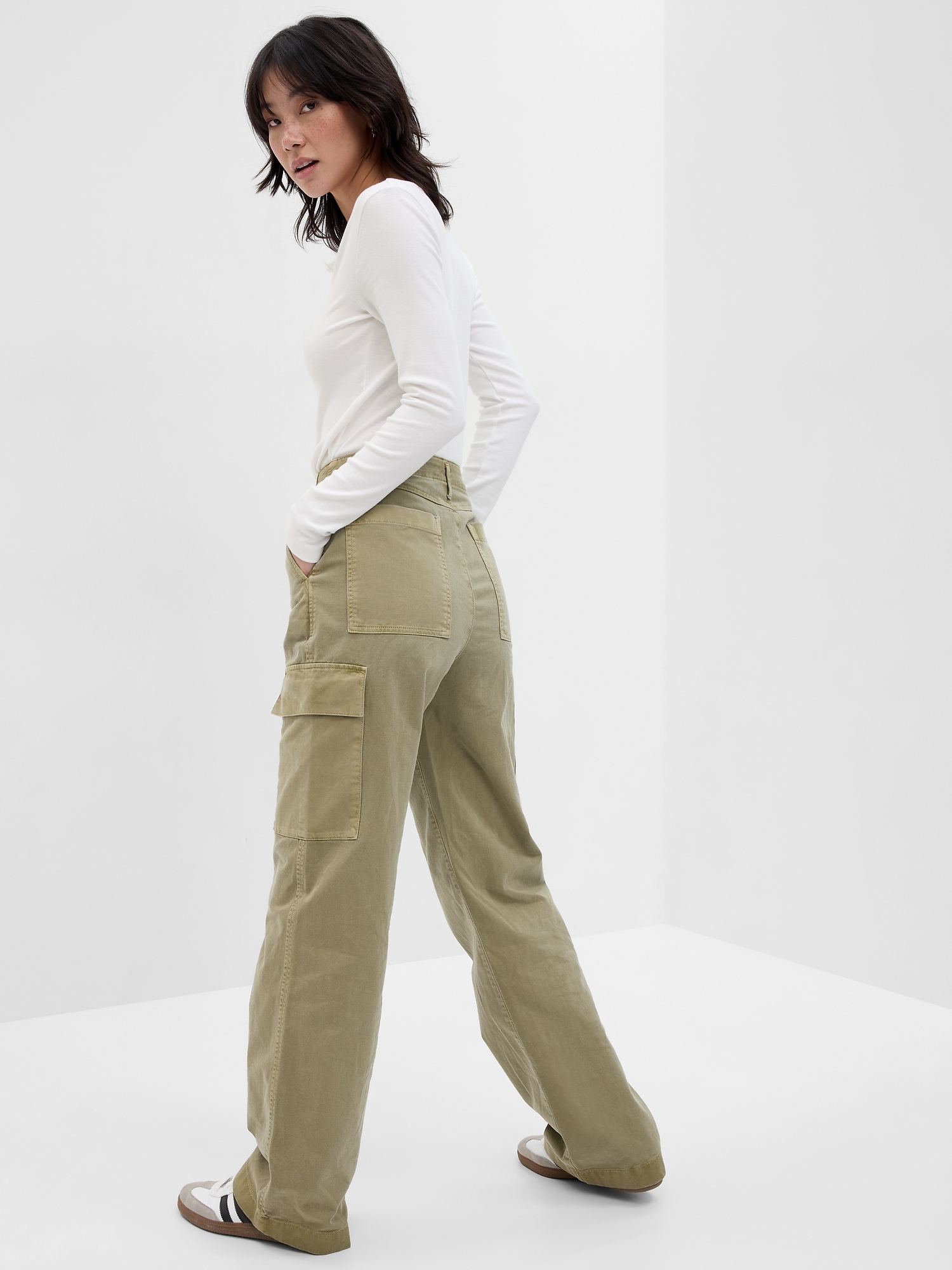 Loose Khaki Cargo Pants | Gap