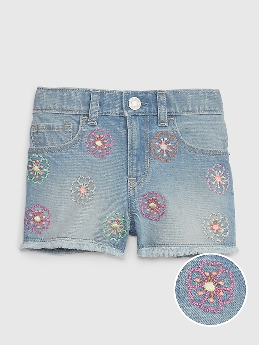 1 of 8 showing, with the color medium wash of product Toddler Embroidered Stride Shorts with Washwell